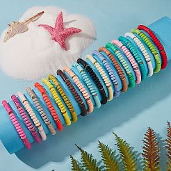 20Pcs 20 Colors Handmade Polymer Clay Heishi Surfer Stretch Bracelets Set with Synthetic Hematite&nbsp;BJEW-SW00043