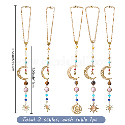 3Pcs 3 Colors Resin & Glass Pendant Decorations&nbsp;HJEW-SC0002-66