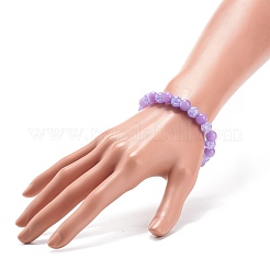 Natural Yellow Jade & Synthetic Crackle Quartz Round Beaded Stretch Bracelet for Women&nbsp;BJEW-JB08528-01