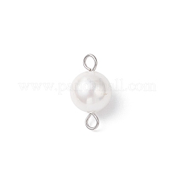 Shell Pearl Round Connector Charms&nbsp;PALLOY-JF04477-02