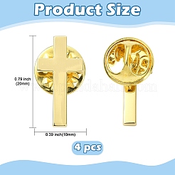 4Pcs 4 Colors Cross Brass Brooches&nbsp;JEWB-CJ0003-54