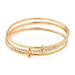304 Stainless Steel Micro Pave Cubic Zirconia Triple Layers Bangles for Women&nbsp;BJEW-K271-03G