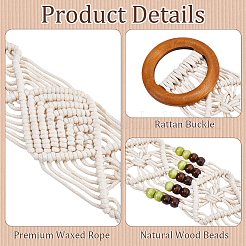 Bohemian Cotton & Jute Woven Waist Belts&nbsp;AJEW-WH20020-648C