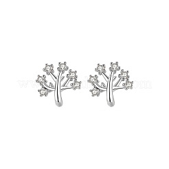 925 Sterling Silver Micro Pave Clear Cubic Zirconia Tree Stud Earrings&nbsp;FS-WG69278-01