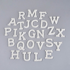 26Pcs ABS Plastic Imitation Pearl & Rhinestone & Cloth Letter Cabochons&nbsp;PATC-T001-01A