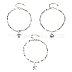 3Pcs 304 Stainless Steel Figaro Chain Bracelets&nbsp;BJEW-JB11641