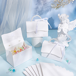 Wedding Paper Candy Gift Packaging Boxes with Polyester Ribbon and PVC Bead Chain&nbsp;CON-WH0089-68