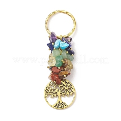 Chakra Natural Gemstone Chip Pendant Keychain&nbsp;KEYC-JKC00414-03