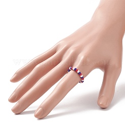 4Pcs 4 Style Independence Day Glass Seed Stretch Finger Rings Set with Brass Star Beaded for Women&nbsp;RJEW-TA00065