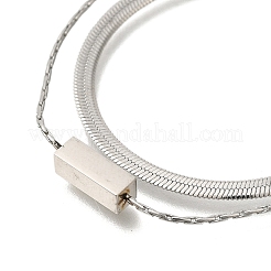 201 Stainless Steel Double Layer Snake Chain Necklaces&nbsp;STAS-B076-05P