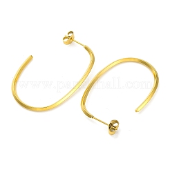 Ion Plating(IP) 304 Stainless Steel Oval Stud Earrings&nbsp;EJEW-K295-02G