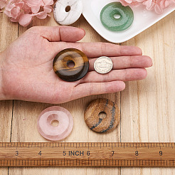 5Pcs 5 Style Natural Rose Quartz & Tiger Eye & Howlite & Picture Jasper & Green Aventurine Pendants&nbsp;G-FW0001-08