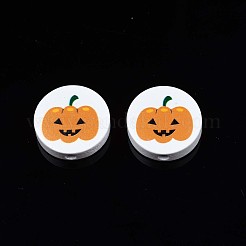 Halloween Printed Natural Wood Beads&nbsp;WOOD-T021-92
