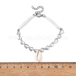 Shell & Seed Beads Bead Bracelets&nbsp;BJEW-JB14136-02