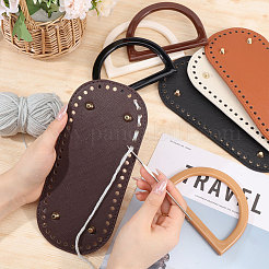8Pcs 4 Colors Resin Bag Handles & 4Pcs 4 Colors Oval PU Leather Knitting Crochet Bags Nail Bottom Shaper Pads&nbsp;PURS-GL0001-04