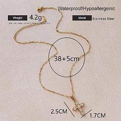 Vintage Stainless Steel Crystal Rhinestone Religion Cross Pendant Necklaces for Women&nbsp;SW7870