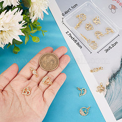 16Pcs 4 Style Ocean Theme Brass Micro Pave Clear Cubic Zirconia Charms&nbsp;KK-BBC0007-26