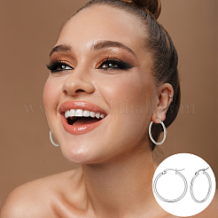 20 Pairs 304 Stainless Steel Hoop Earrings&nbsp;EJEW-UN0003-07