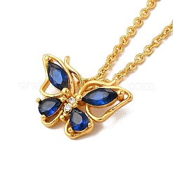 Rack Plating Brass Micro Pave Cubic Zirconia Butterfly Pendant Necklaces&nbsp;NJEW-H168-01G