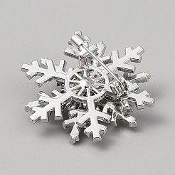 Snowflake Alloy Rhinestone Lapel Pins&nbsp;JEWB-WH0020-100