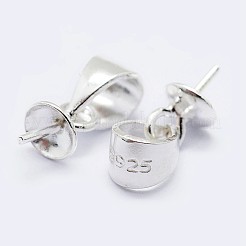925 Sterling Silver Cup Pearl Bail Pin Pendants&nbsp;LS-STER-F036-07S-4mm