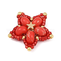 Handmade Glass Seed Beaded & Synthetic Dyed Imperial Jasper Beads Pendants&nbsp;PALLOY-MZ00752-05