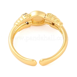 Rack Plating Brass Clear Cubic Zirconia Cuff Ring Components&nbsp;RJEW-M177-01G
