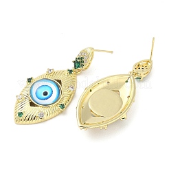 Rack Plating Brass Micro Pave Clear Cubic Zirconia Stud Earrings for Women&nbsp;EJEW-M260-23G-02