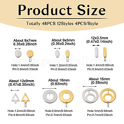 48Pcs 12 Styles 201 Stainless Steel Stud Earring Findings&nbsp;EJEW-TA0001-06