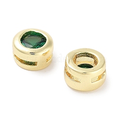 Brass with Single Cubic Zirconia Slide Charms&nbsp;LS-KK-C051-27G-02