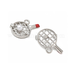 Alloy & ABS Plastic Pearl & Rhinestone Pendants Racket Charms&nbsp;PL-CBA5609-03P