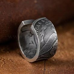 Coin Pattern Zinc Alloy Cuff Rings for Men&nbsp;FS-WG4E0D0-01