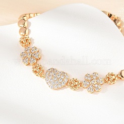 Brass Micro Pave Cubic Zirconia Link Chain Bracelets&nbsp;KK-R217-40G