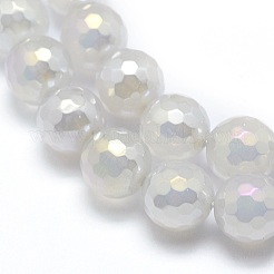 Electroplated Natural Agate Beads Strands&nbsp;G-O164-01B-8mm