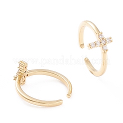 Brass Micro Pave Clear Cubic Zirconia Cuff Rings&nbsp;RJEW-F102-17G