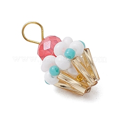 Glass Seed Beaded Cupcake Pendants&nbsp;PALLOY-MZ00581