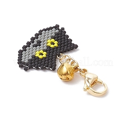 5Pcs Handmade Glass Seed Beaded  Cat Head Shape Pendants Decorations&nbsp;HJEW-MZ00366