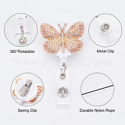 5 Pcs 5 Colors Butterfly Rhinestone Badge Reel&nbsp;AJEW-CA0001-27