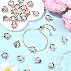 30Pcs 3 Styles CCB Plastic Frame with Polymer Clay Rainbow Beads Links Connector Charms&nbsp;KK-YW0004-39