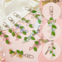 10Pcs Lily of the Valley Acrylic & Glass Pendant Decoration&nbsp;HJEW-FH00170