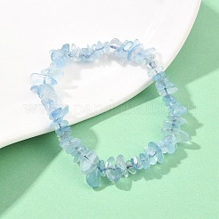 Grade A Natural Aquamarine Beaded Stretch Bracelets for Women&nbsp;BJEW-Z175-01A