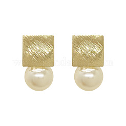 Alloy Plastic Pearl Square with Round Dangle Stud Earrings&nbsp;FS-WG6D152-01