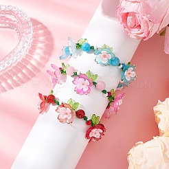 3Pcs Floral Acrylic Beads Braided Bead Bracelets for Women&nbsp;BJEW-MZ00184