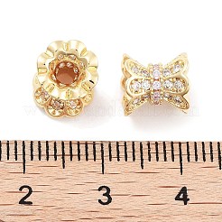 Brass Micro Pave Clear Cubic Zirconia Beads&nbsp;KK-P271-39B-04
