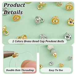 40Pcs 2 Colors Brass Bead Cap Pendant Bails&nbsp;KK-PH0010-67