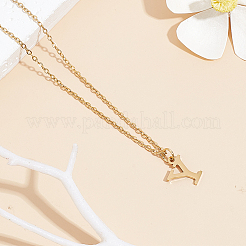 304 Stainless Steel Letter Pendant Necklaces&nbsp;NJEW-LP0001-53Y-G