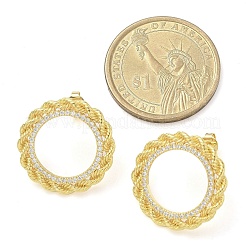 Brass Micro Pave Clear Cubic Zirconia Stud Earrings&nbsp;EJEW-C122-08G