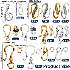 60Bags 13 Styles Tibetan Style Hook and Eye Clasps&nbsp;FIND-SP0006-16