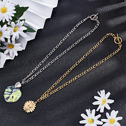 4Pcs 2 Colors 304 Stainless Steel Figaro Chains Necklace&nbsp;NJEW-UN0001-33