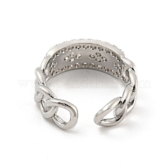 Chain Brass Micro Pave Clear Cubic Zirconia Open Cuff Rings&nbsp;RJEW-G309-36P